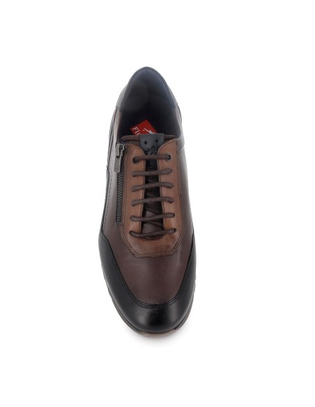 Zapato con cordones y cremallera hombre marron
