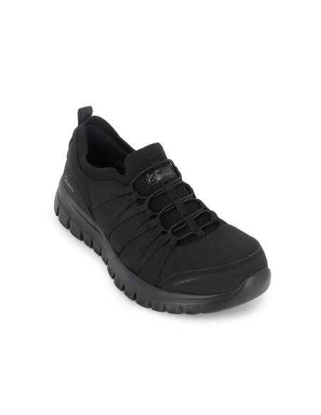 Deportivas comodas cordones elasticos entrelazados mujer negro