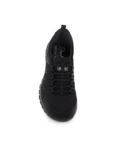 Deportivas comodas cordones elasticos entrelazados mujer negro