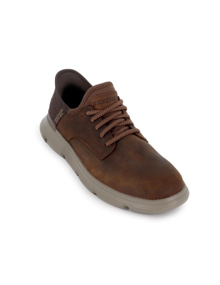 Botin casual piel con cordones Slip-Ins para hombre marron