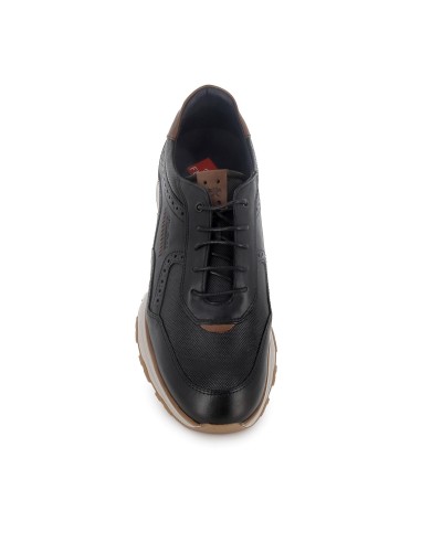 Deportiva piel cómoda con cordones finos hombre negro