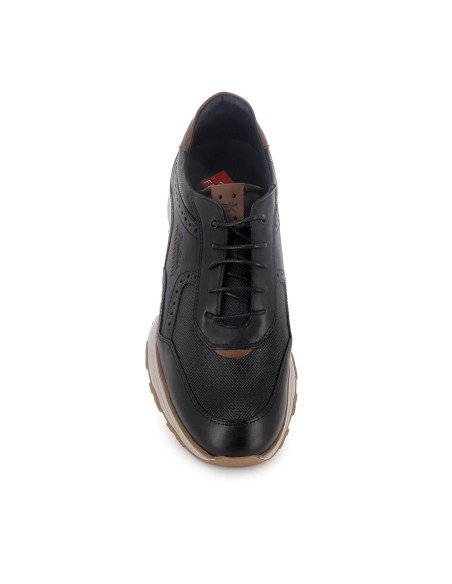 Deportiva piel cómoda con cordones finos hombre negro