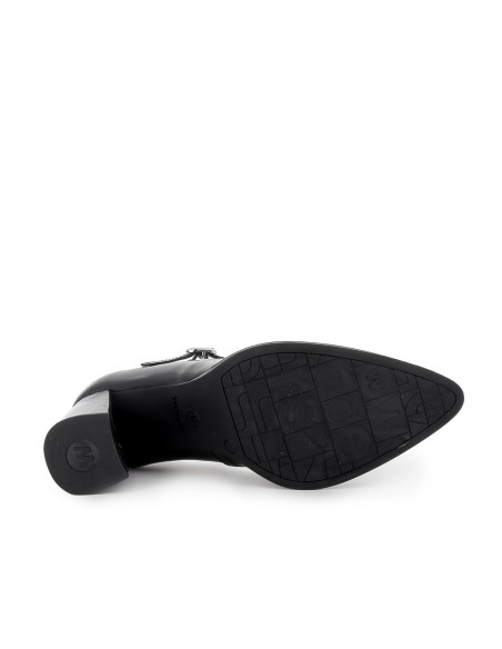 Zapato piel con correa con tacon ancho mujer negro