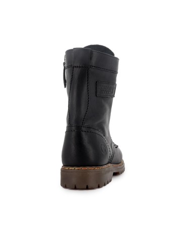 Bota militar piel plana de mujer negro