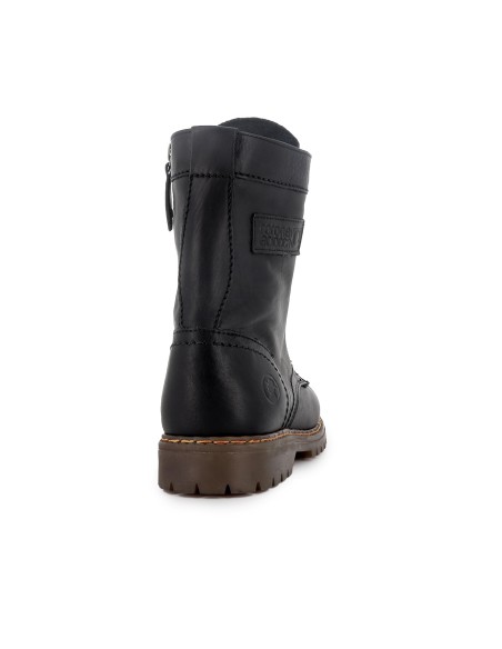 Bota militar piel plana de mujer negro