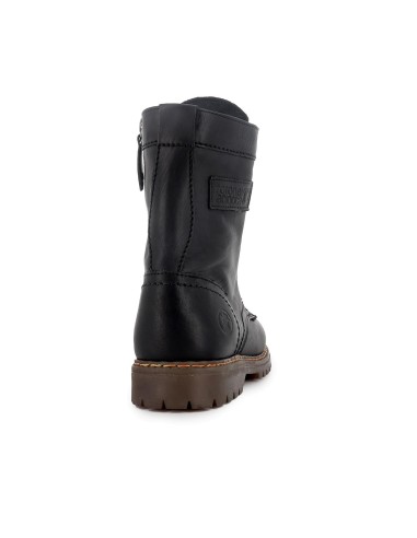 Bota militar piel plana de mujer negro