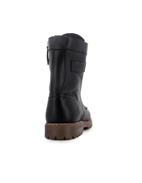 Bota militar piel plana de mujer negro