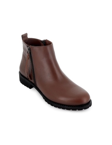 Botin piel combi grabados serpiente cremallera tacon mujer cuero