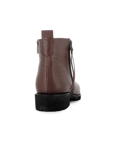 Botin piel combi grabados serpiente cremallera tacon mujer cuero