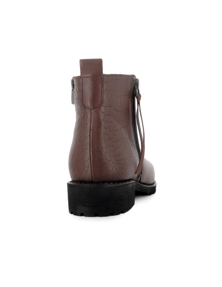 Botin piel combi grabados serpiente cremallera tacon mujer cuero