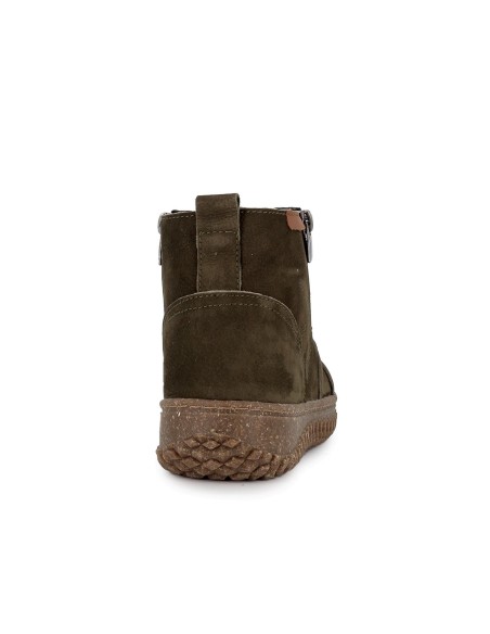 Zapatos piel cordones y cremallera mujer kaki