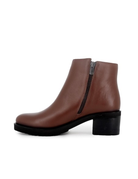 Botin piel cremallera tacon mujer cuero