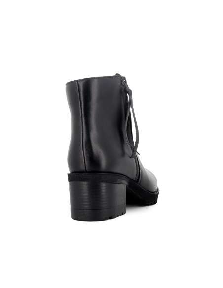 Botin piel cremallera tacon mujer negro