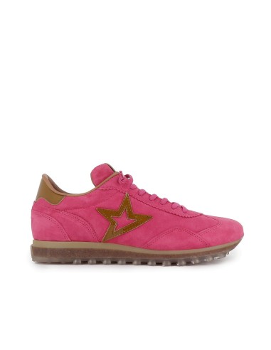 Sneakers rosa piel y nylon combinado con contraste mujer