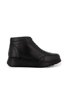 Botin piel elasticos cuña mujer negro