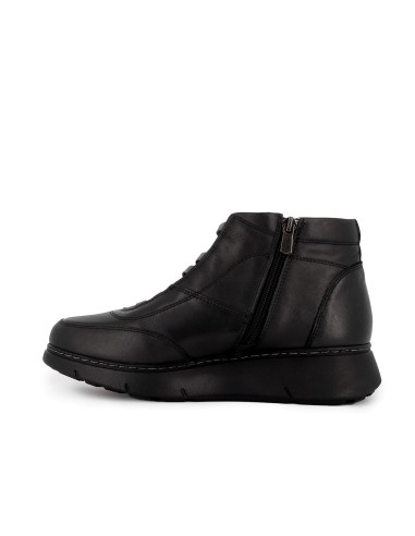 Botin piel elasticos cuña mujer negro