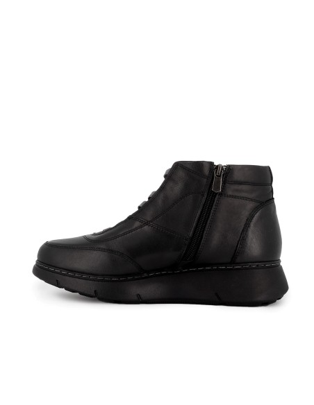 Botin piel elasticos cuña mujer negro