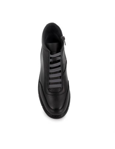 Botin piel elasticos cuña mujer negro