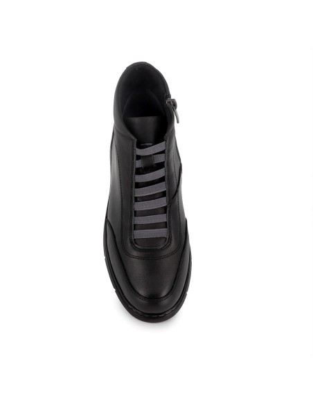 Botin piel elasticos cuña mujer negro