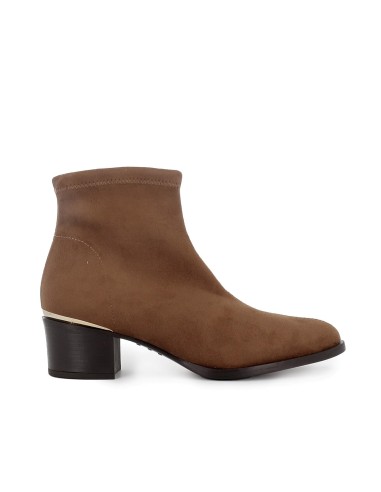 Botin efecto calcetin ante elastico tacon mujer marron