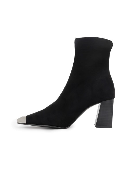 Botin ante elastico con puntera metal mujer negro