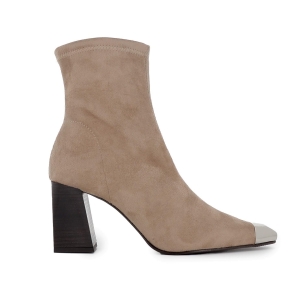 Botin ante elastico con puntera metal mujer beige