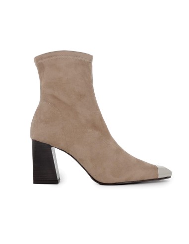 Botin ante elastico con puntera metal mujer beige