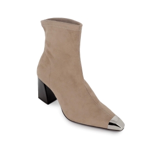 Botin ante elastico con puntera metal mujer beige 2