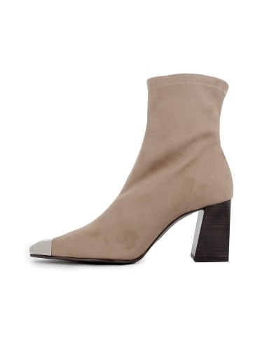 Botin ante elastico con puntera metal mujer beige
