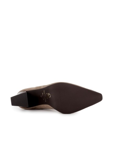 Botin ante elastico con puntera metal mujer beige