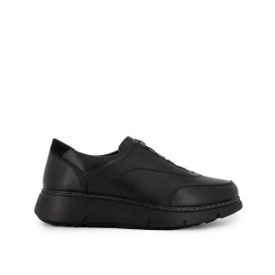 Zapatos piel elasticos cuña mujer negro