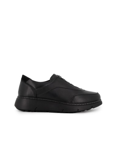 Zapatos piel elasticos cuña mujer negro