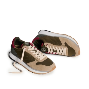 Deportivas cordones piel combi hombre verde 2