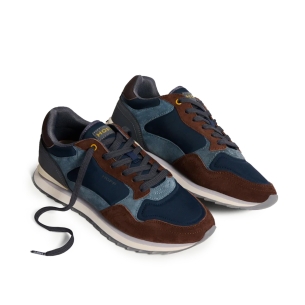Deportivas cordones piel combi hombre azul y marron 2