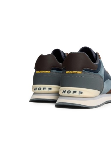 Deportivas cordones piel combi hombre azul y marron