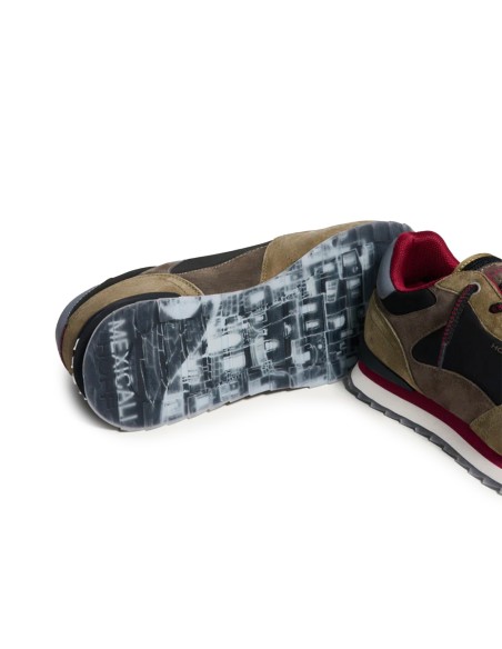 Deportiva de piel contraste negro para hombre