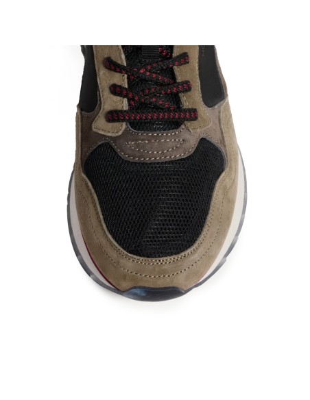 Deportiva de piel contraste negro para hombre