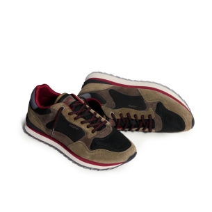 Deportiva de piel contraste negro para hombre 2