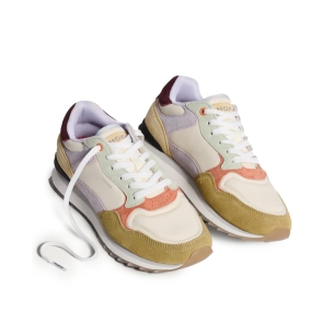 Deportiva de piel combinacion beige para mujer 2