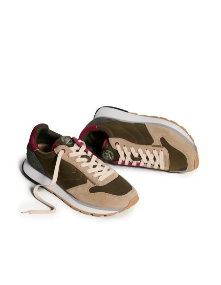 Deportivas cordones piel combi hombre verde