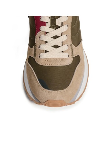 Deportivas cordones piel combi hombre verde