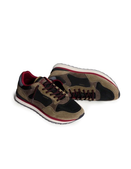 Deportiva de piel contraste negro para hombre