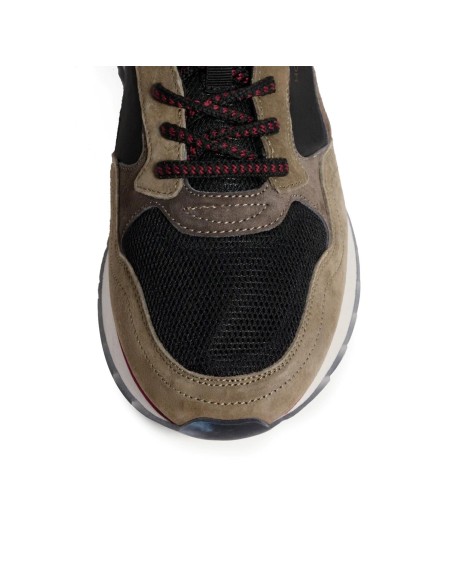 Deportiva de piel contraste negro para hombre