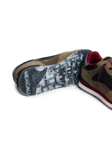 Deportiva de piel contraste negro para hombre