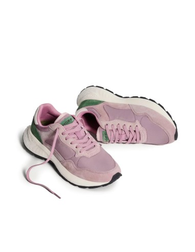 Deportiva de piel combinacion rosa para mujer