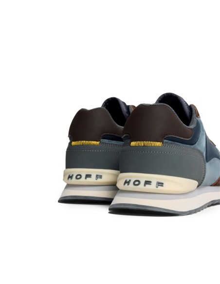 Deportivas cordones piel combi hombre azul y marron