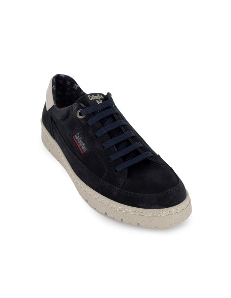 Zapato de cordones de piel ante hidrofuga hombre azul