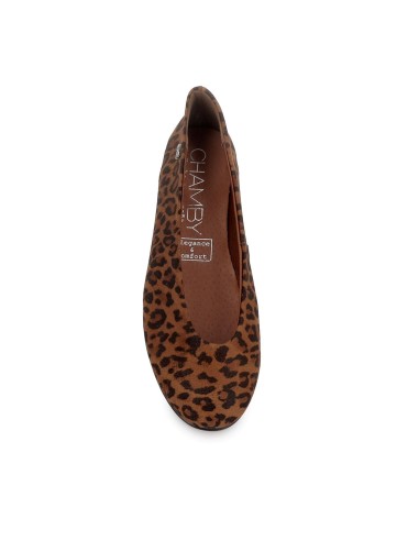 Bailarinas piel leopardo con tacon bajo mujer