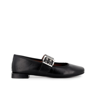 Bailarina piel plano con hebilla mujer negro