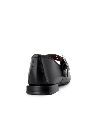 Bailarina piel plano con hebilla mujer negro